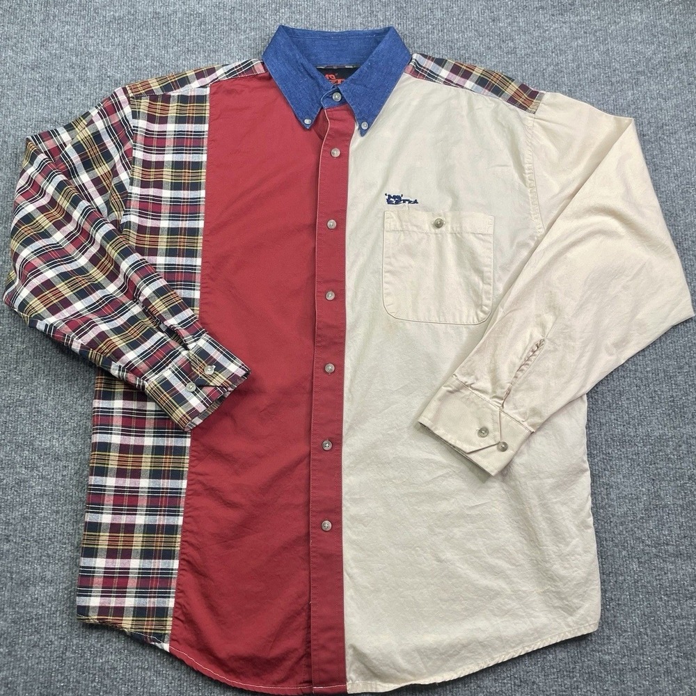 Mo Betta Button Down Shirt Mens Large Multi Colorblock‎ Plaid Western MO1282M
